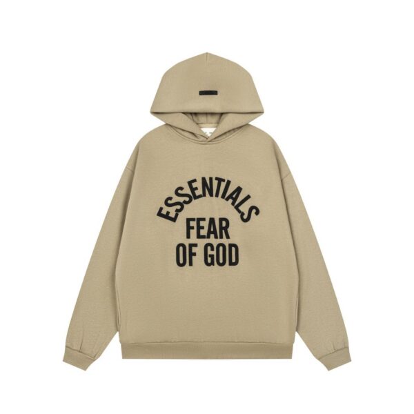 Essentials Arch Text Khaki Hoodie OKZY2026527