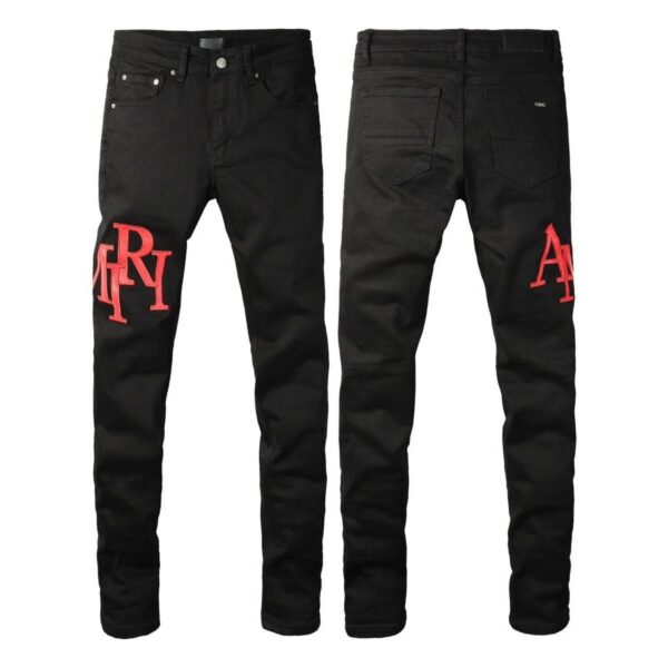 Amiri Red Logo Patch Black Jeans OKZY202652