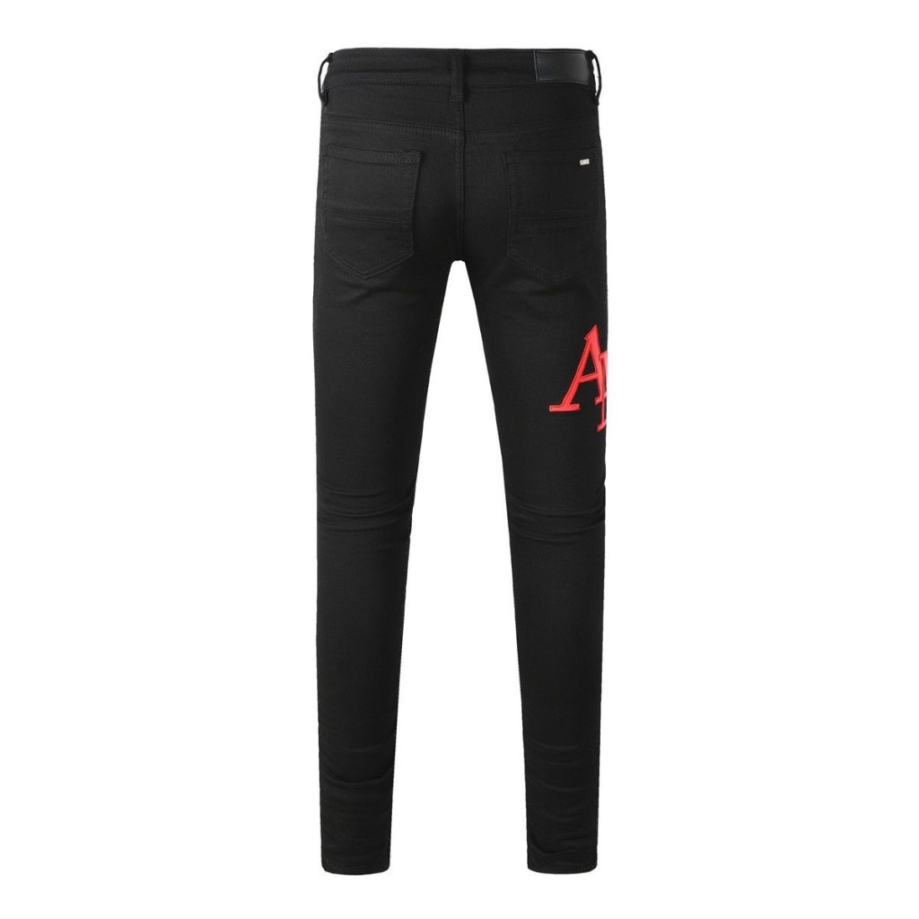 Amiri Red Logo Patch Black Jeans OKZY202652