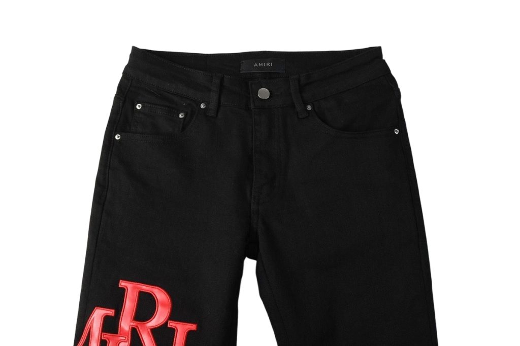 Amiri Red Logo Patch Black Jeans OKZY202652