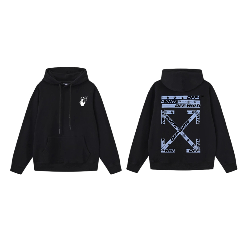 Off White Warning Tape Arrow Hoodie OKZY2026553