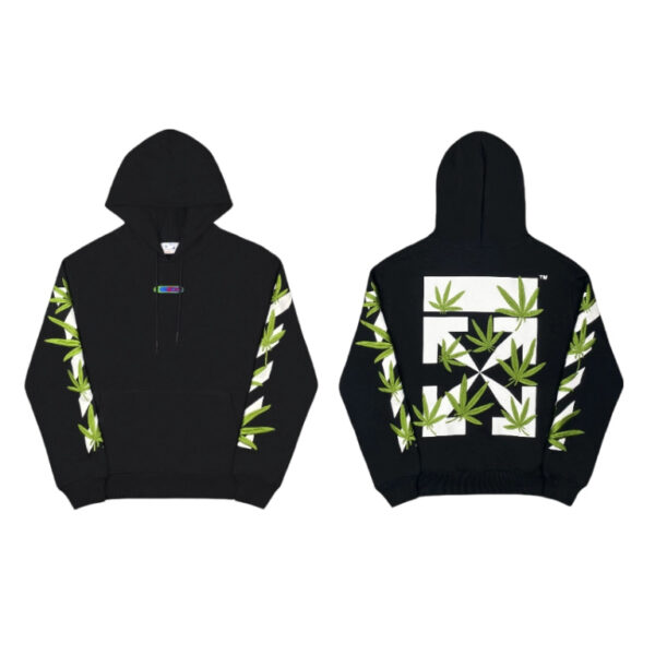 Off White Leaf Print Arrow Hoodie OKZY2026555