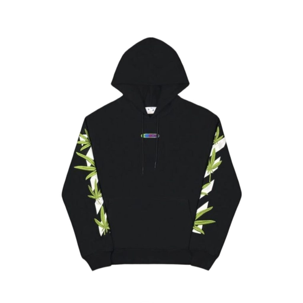 Off White Leaf Print Arrow Hoodie OKZY2026555
