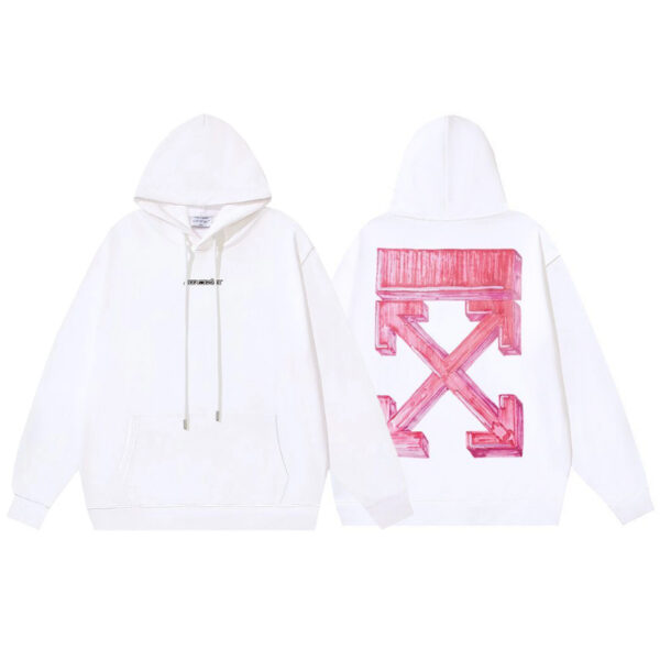 Off White Pink 3D Arrow Hoodie OKZY2026556