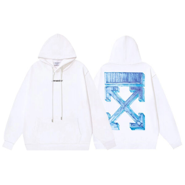 Off White Blue 3D Arrow Hoodie OKZY2026557