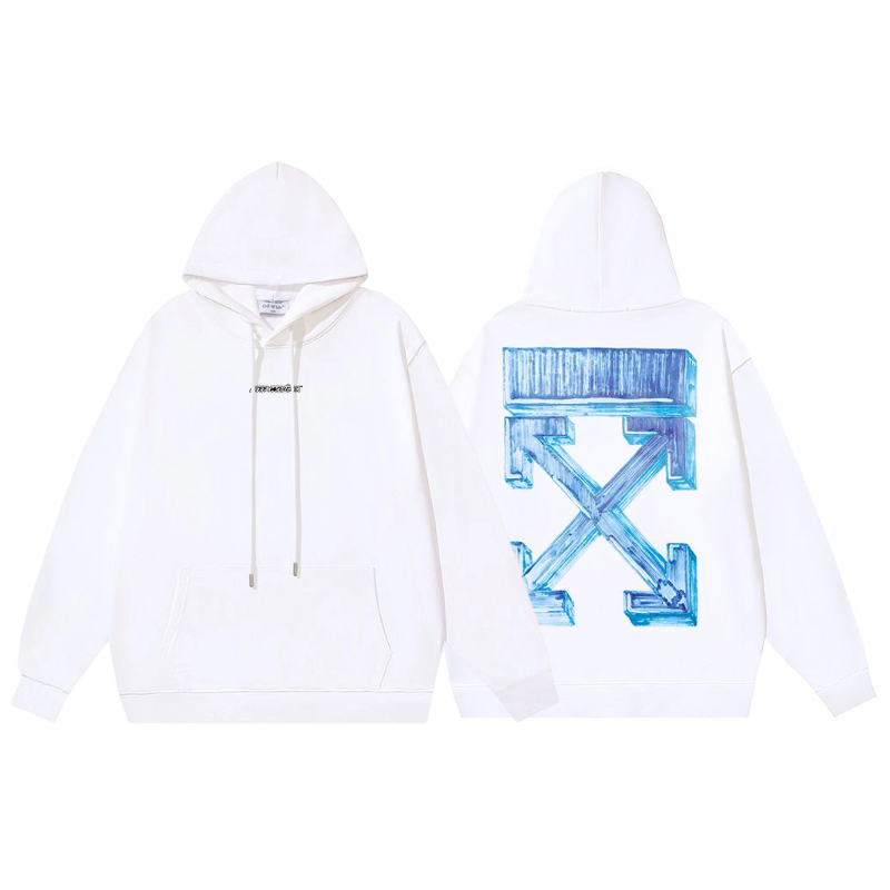 Off White Blue 3D Arrow Hoodie OKZY2026557