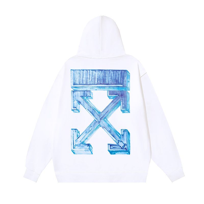Off White Blue 3D Arrow Hoodie OKZY2026557