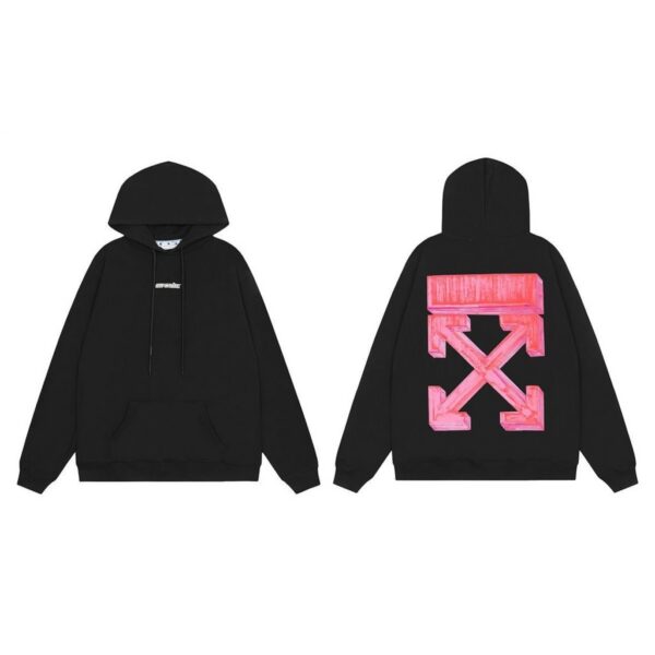Off White Black Pink 3D Arrow Hoodie OKZY2026573
