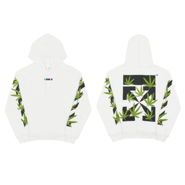 Off White Leaf Print Arrow Hoodie OKZY2026583