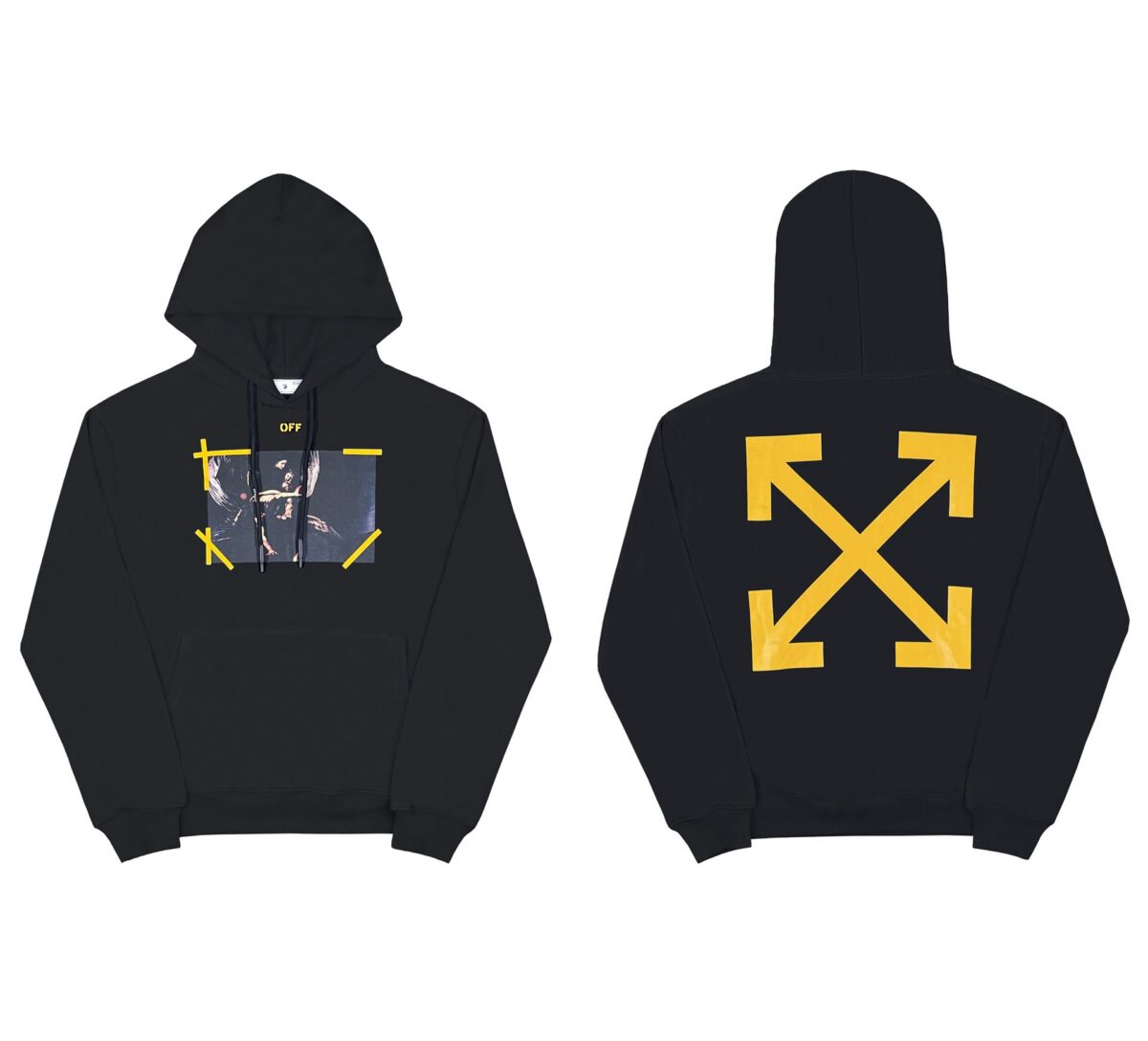 Off White Yellow Frame Art Hoodie OKZY2026587