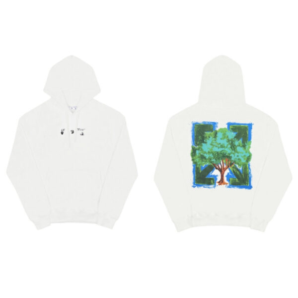 Off White Hand-painted Tree Hoodie OKZY2026594