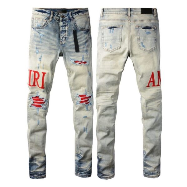 Amiri Red Liner Ripped Distressed Denim OKZY202661
