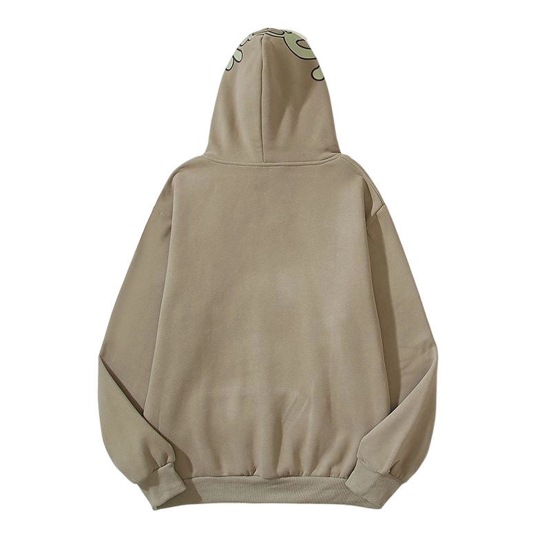 Syna World Hood Print Khaki Hoodie OKZY2026640