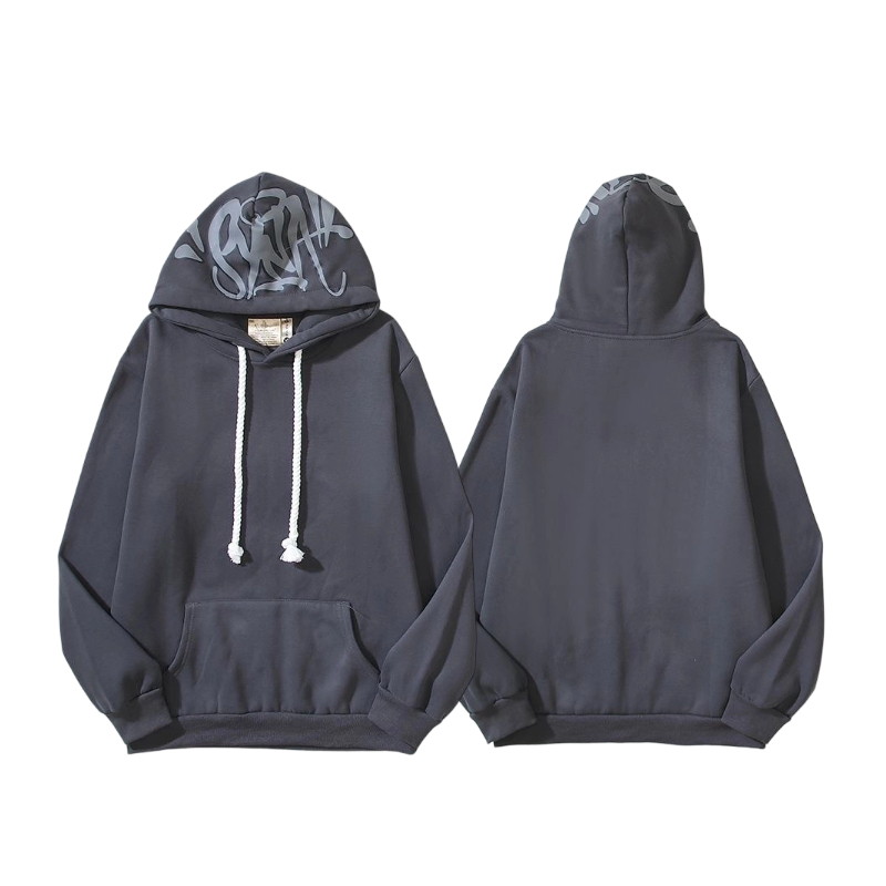 Syna World Hood Print Dark Grey Hoodie OKZY2026642