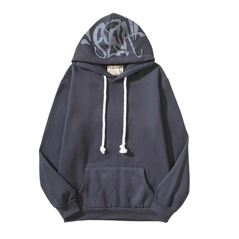 Syna World Hood Print Dark Grey Hoodie OKZY2026642