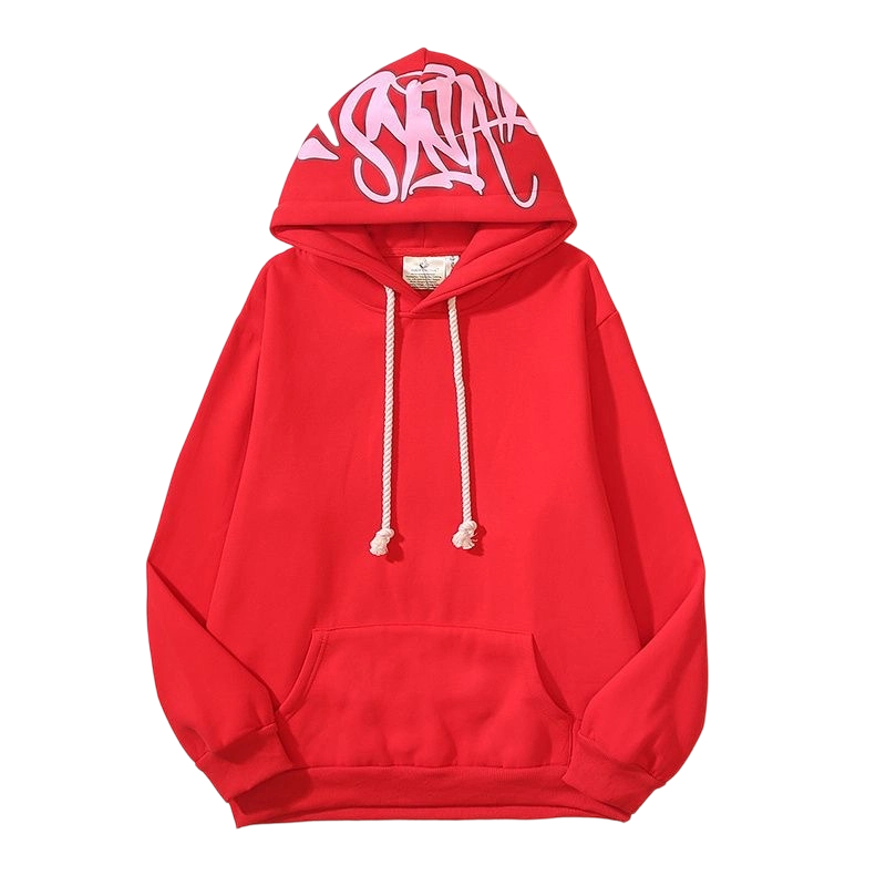 Syna World Hood Print Red Hoodie OKZY2026644