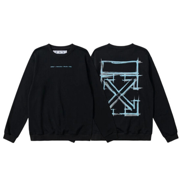 Off White Blue Sketch Arrow Black Sweatshirt OKZY2026668