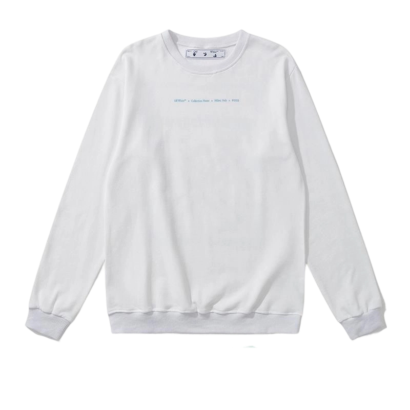 Off White Blue Sketch Arrow White Sweatshirt OKZY2026669