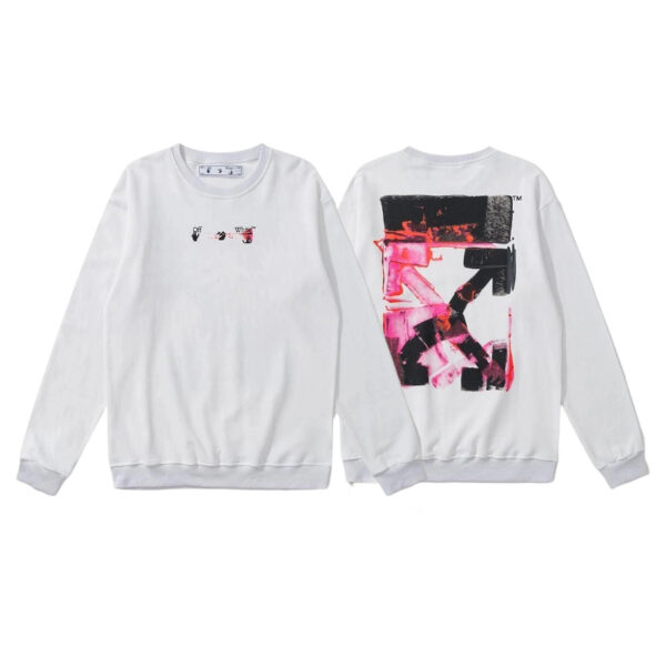 Off White Pink Paint Arrow White Sweatshirt OKZY2026670
