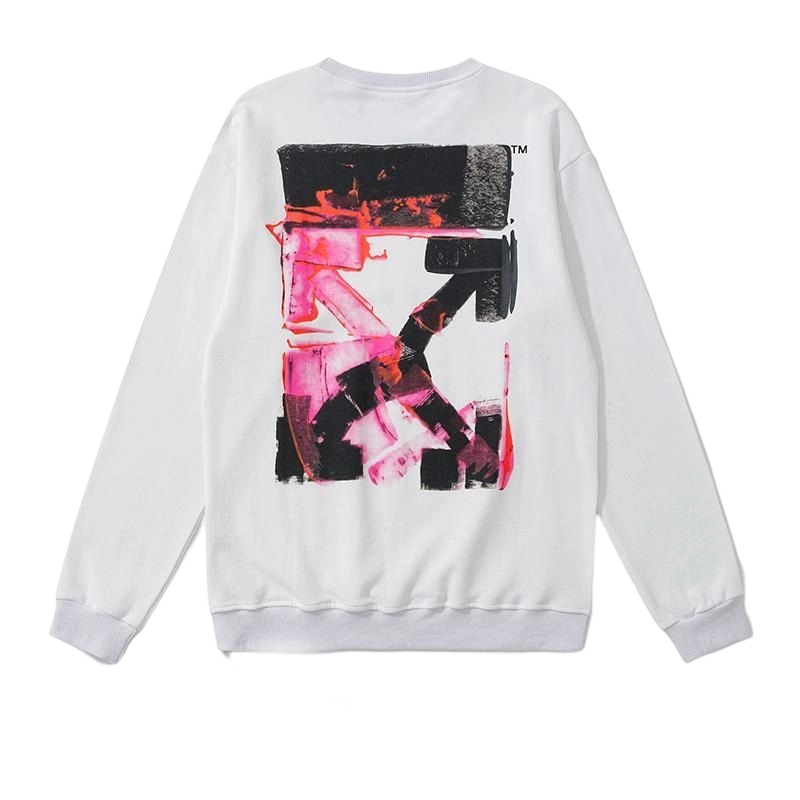 Off White Pink Paint Arrow White Sweatshirt OKZY2026670