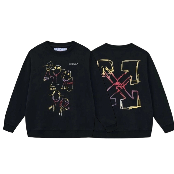 Off White Stick Figure Black Sweatshirt OKZY2026671