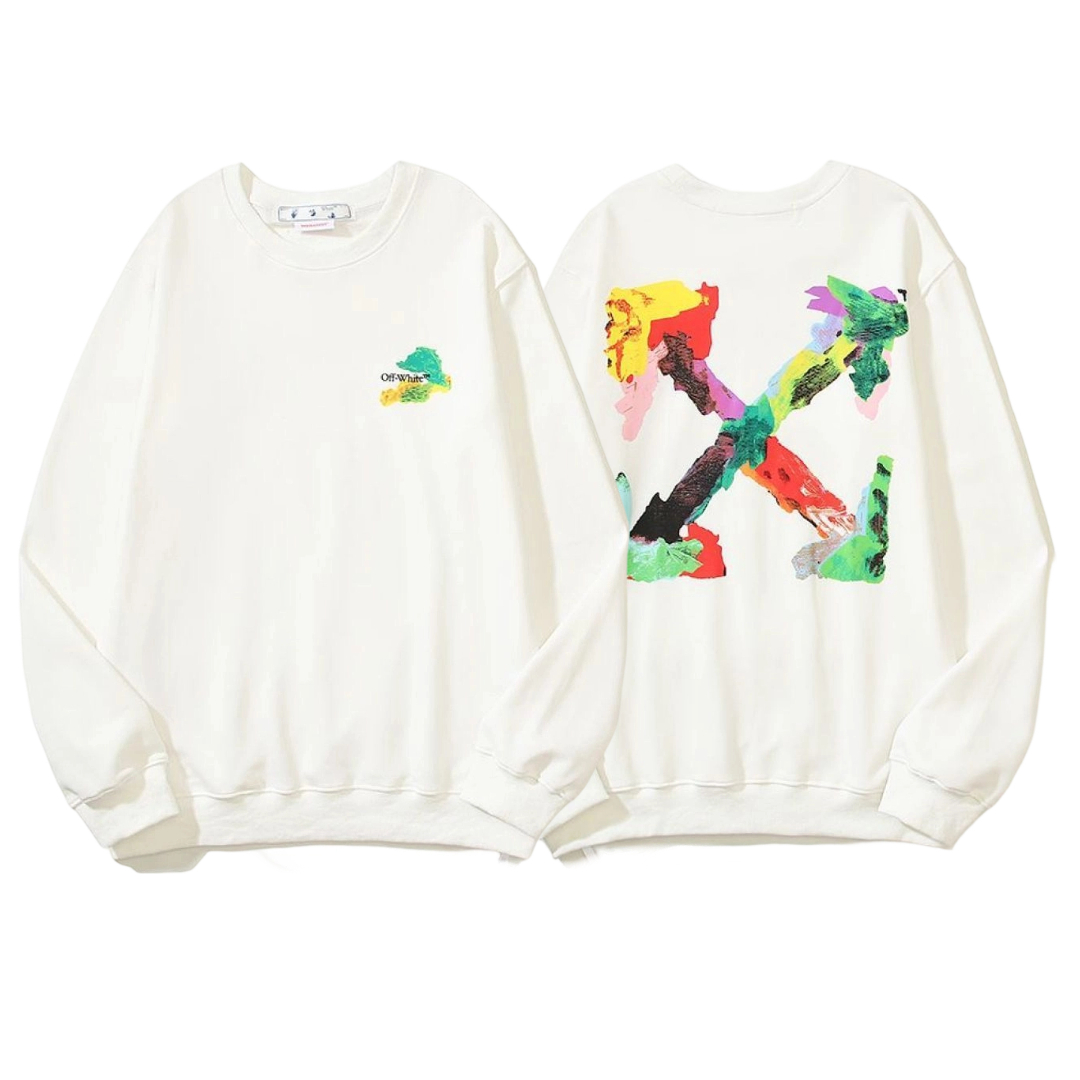 Off White Color Paint Arrow White Sweatshirt OKZY2026673