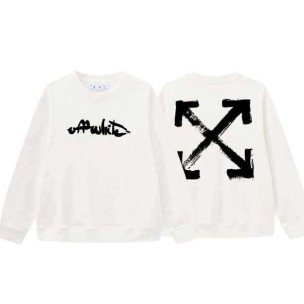 Off White Graffiti Script White Sweatshirt OKZY2026676