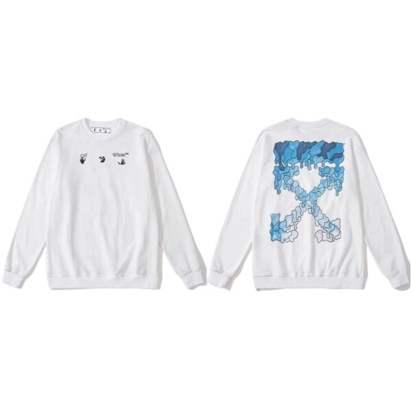 Off White Blue Melt Arrow White Sweatshirt OKZY2026684