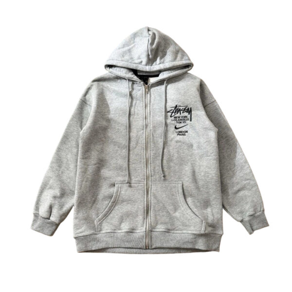 Stussy x Nike Full Zip Hoodie Heather Grey OKZY2026703
