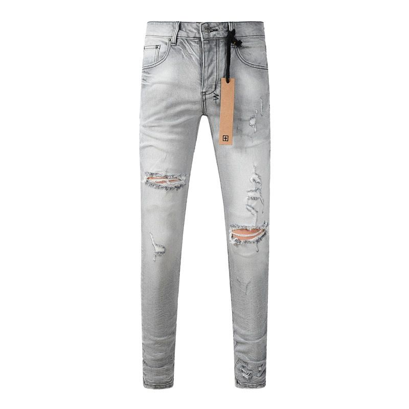 Ksubi Faded Grey Destroyed Denim Pants OKZY202670