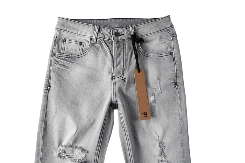 Ksubi Faded Grey Destroyed Denim Pants OKZY202670