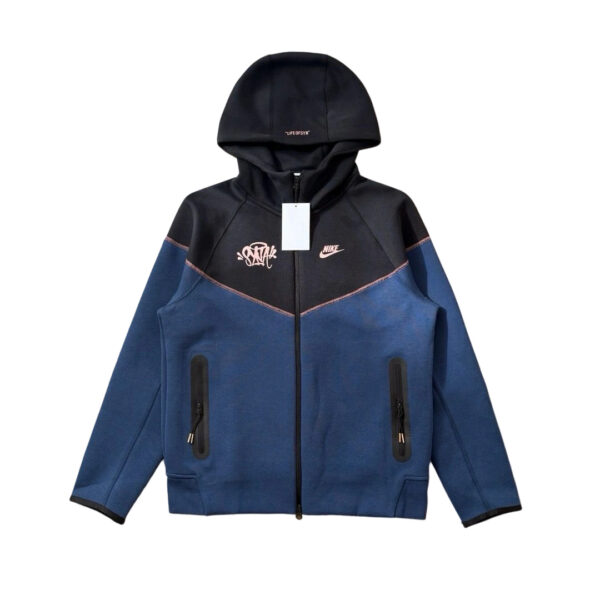 Stussy x Nike Tech Fleece Zip Hoodie Navy Black OKZY2026714