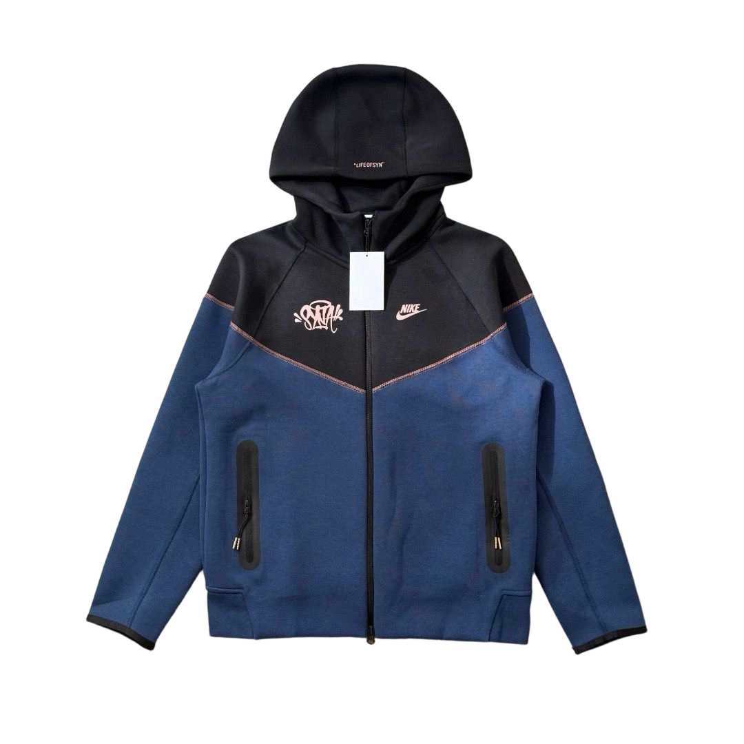 Stussy x Nike Tech Fleece Zip Hoodie Navy Black OKZY2026714