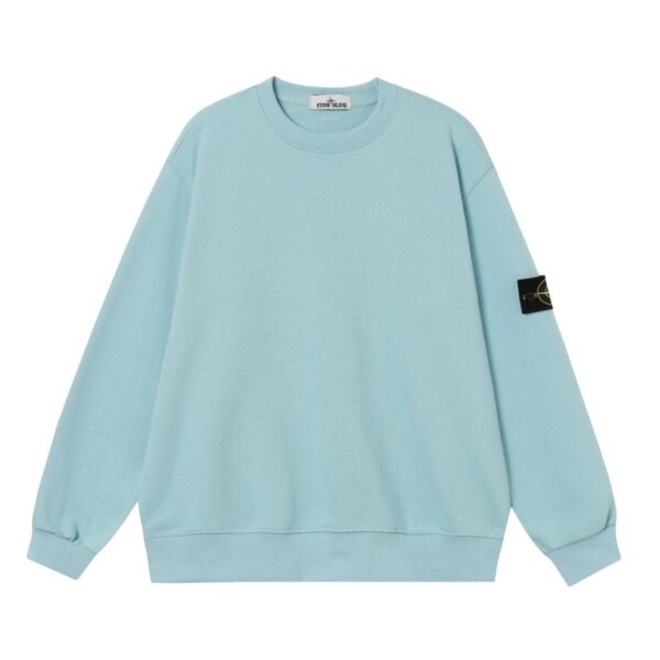 STONE ISLAN loose round neck hoodie light blue OKZY2026745