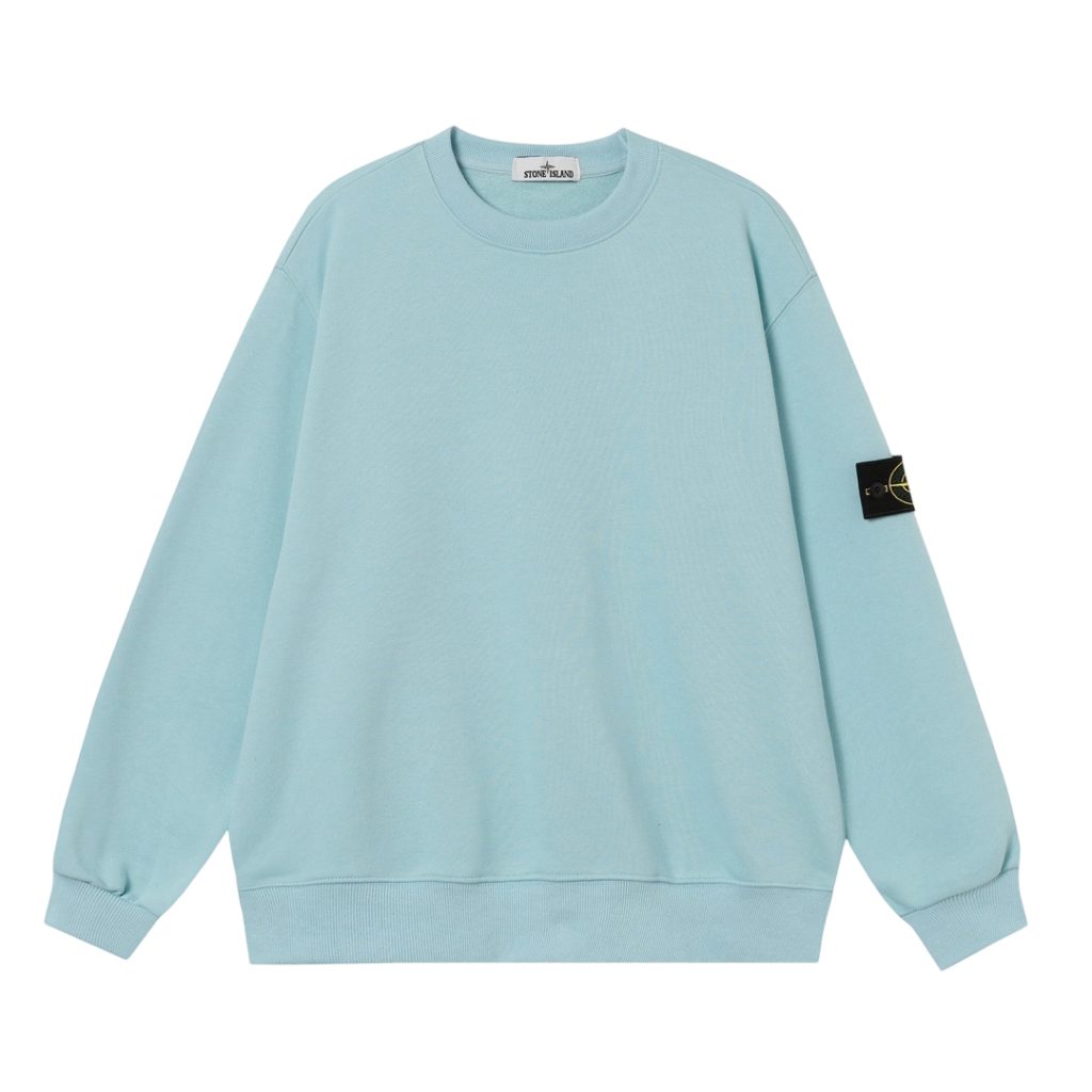 STONE ISLAN loose round neck hoodie light blue OKZY2026745