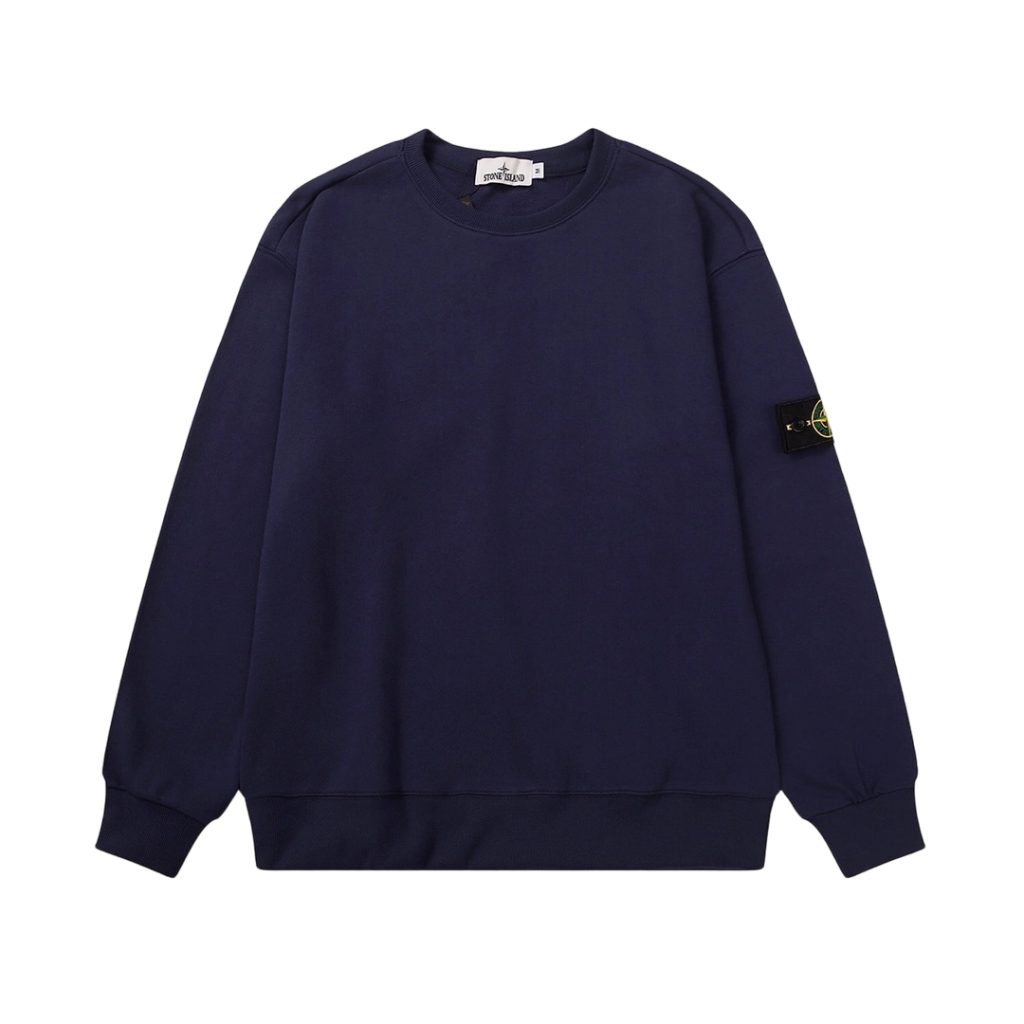 STONE ISLAN loose round neck hoodie navy blue OKZY2026749