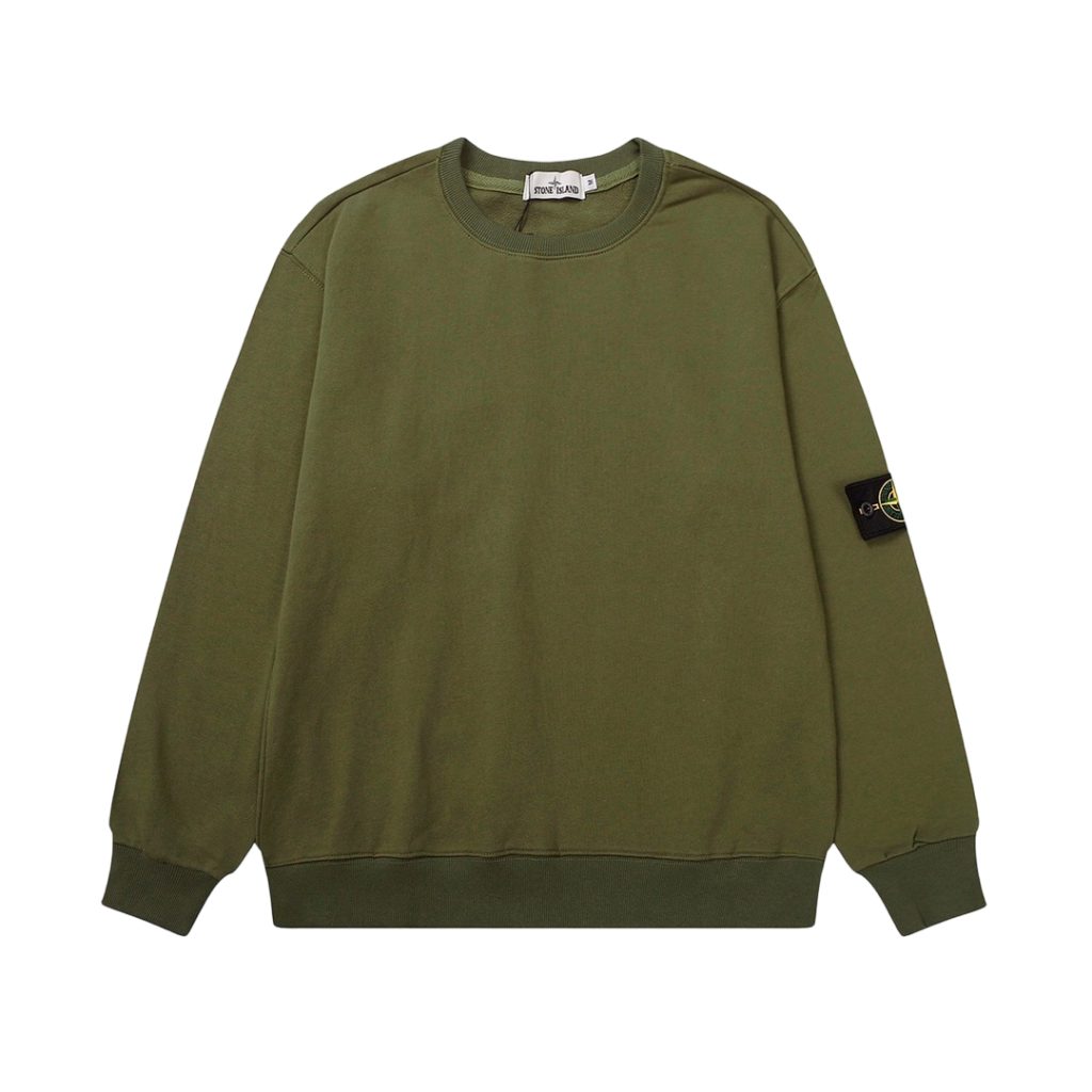 STONE ISLAN loose round neck hoodie military green OKZY2026750