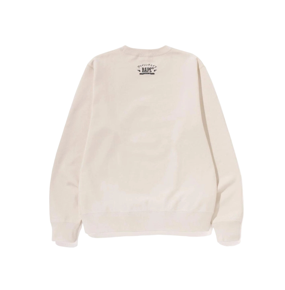 BAPE SS23 letter logo printed round neck pullover hoodie white OKZY2026762