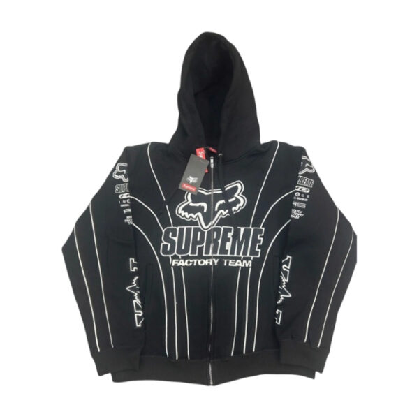 Supreme x Fox Racing Zip Up Hooded Sweatshirt Black OKZY2026768