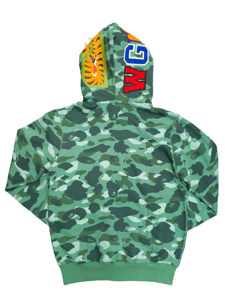 Bape Abc Double Hat Camouflage Shark Hoodie camouflage green OKZY2026771