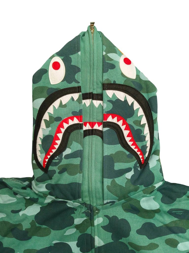 Bape Abc Double Hat Camouflage Shark Hoodie camouflage green OKZY2026771
