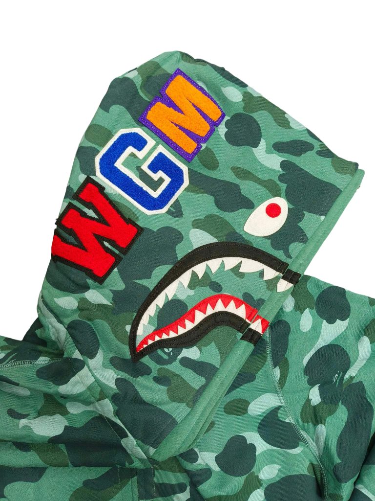 Bape Abc Double Hat Camouflage Shark Hoodie camouflage green OKZY2026771