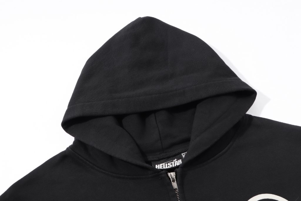 Hellstar Basic Printed Washed Zipper Hoodie Wash Water Black OKZY2026789