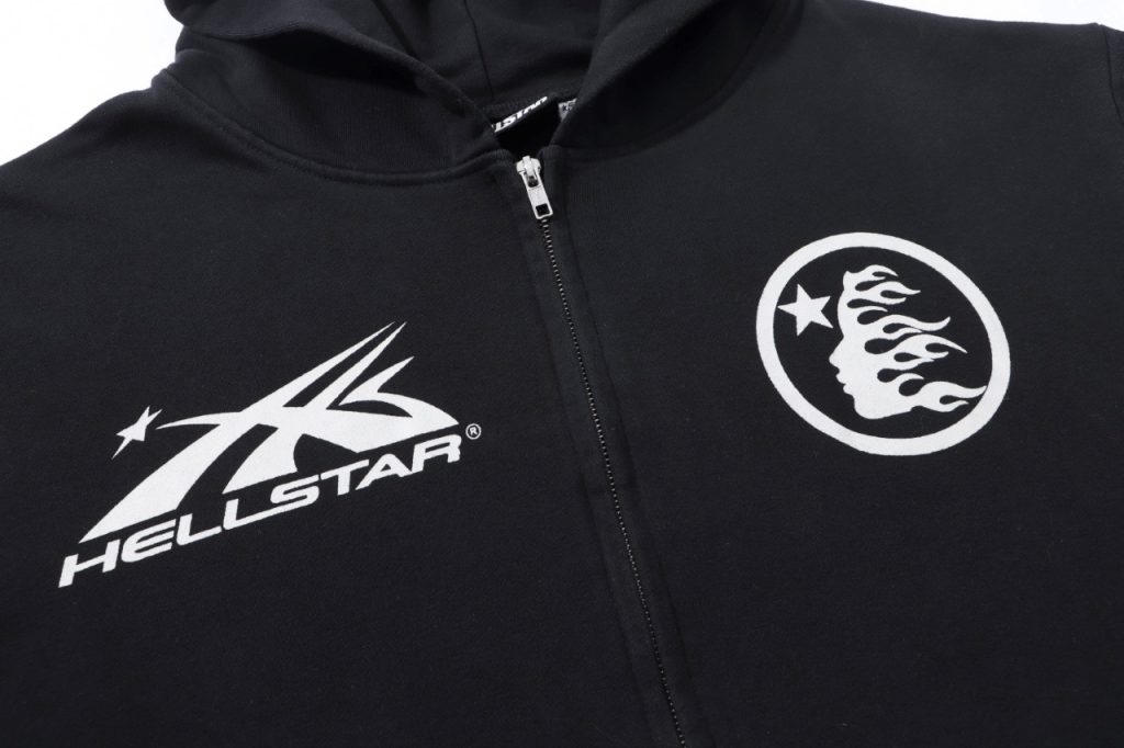 Hellstar Basic Printed Washed Zipper Hoodie Wash Water Black OKZY2026789