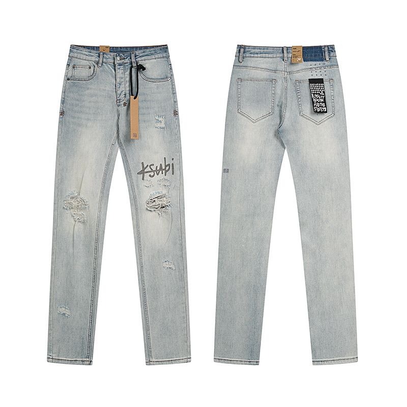 Ksubi Logo Print Ripped Jeans OKZY202678