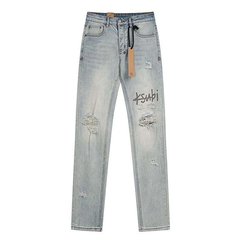 Ksubi Logo Print Ripped Jeans OKZY202678