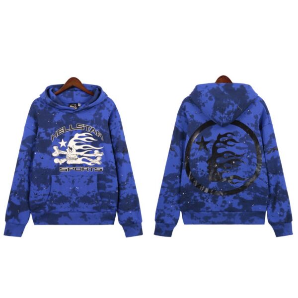 Hellstar Sports Tie-Dye Skull Hoodie Blue OKZY2026794