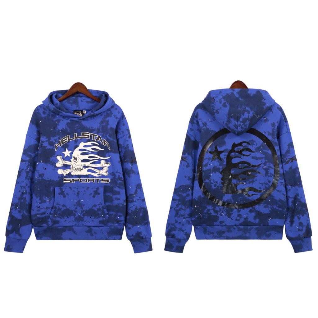 Hellstar Sports Tie-Dye Skull Hoodie Blue OKZY2026794