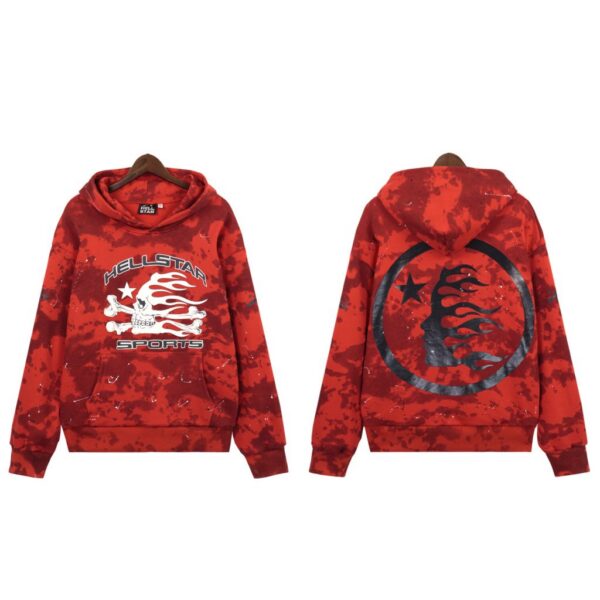 Hellstar Sports Tie-Dye Skull Hoodie Red OKZY2026795
