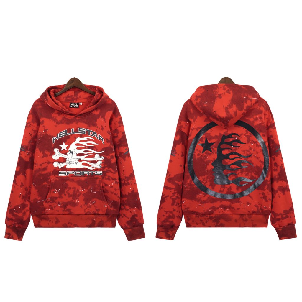 Hellstar Sports Tie-Dye Skull Hoodie Red OKZY2026795